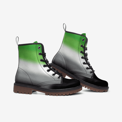 aromantic shoes, aro pride combat boots, side