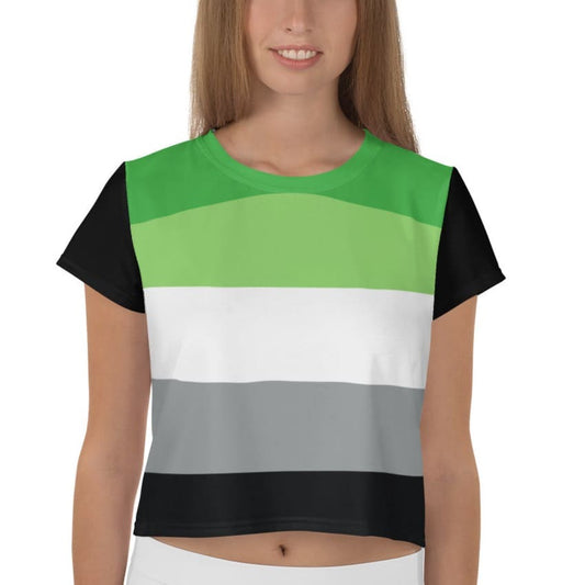 aromantic crop top, model 1 front