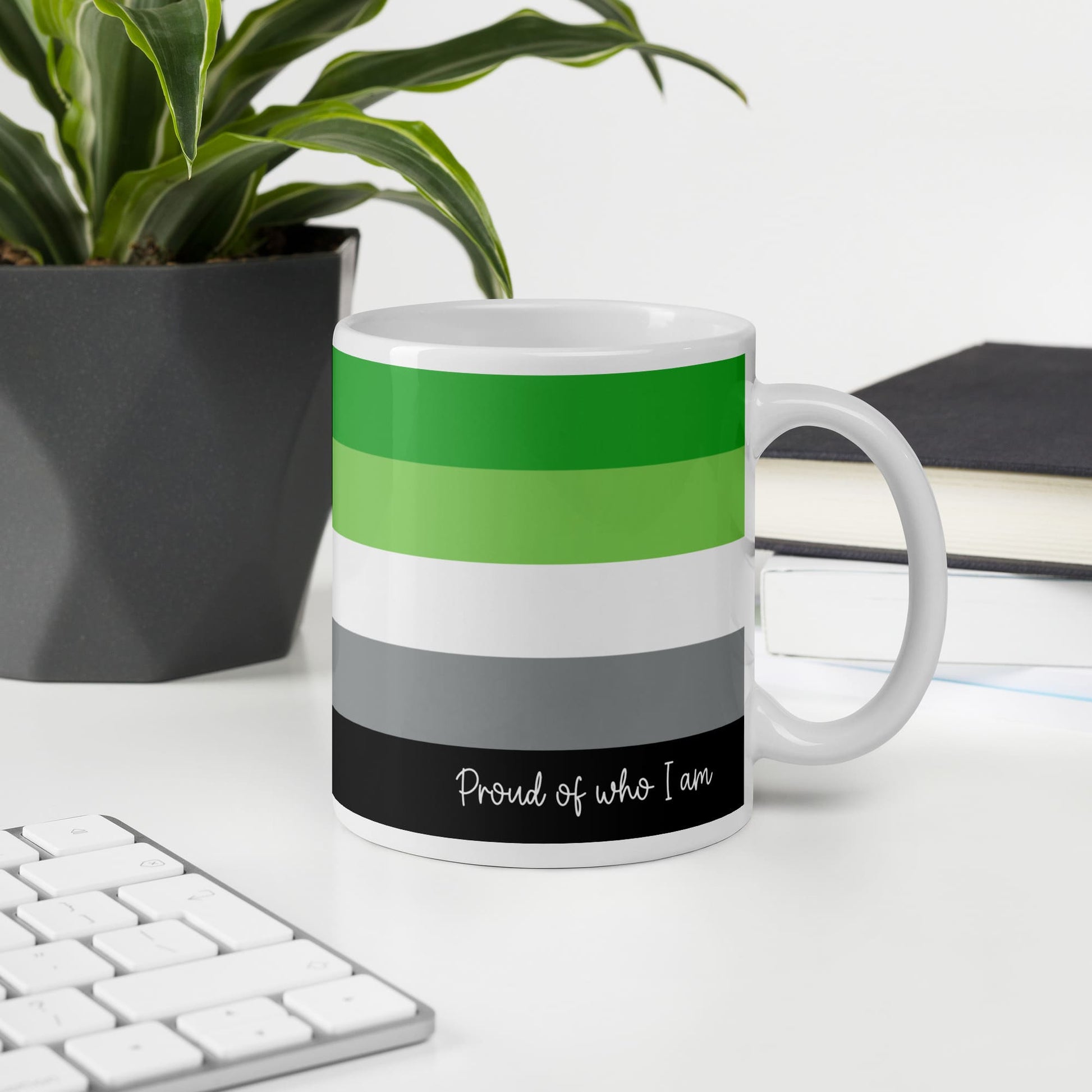 aromantic coffee mug on desk