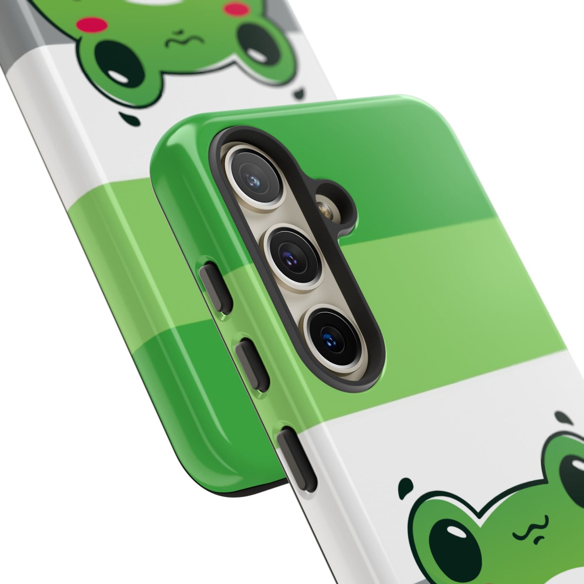 aromantic phone case kawaii frog, close up