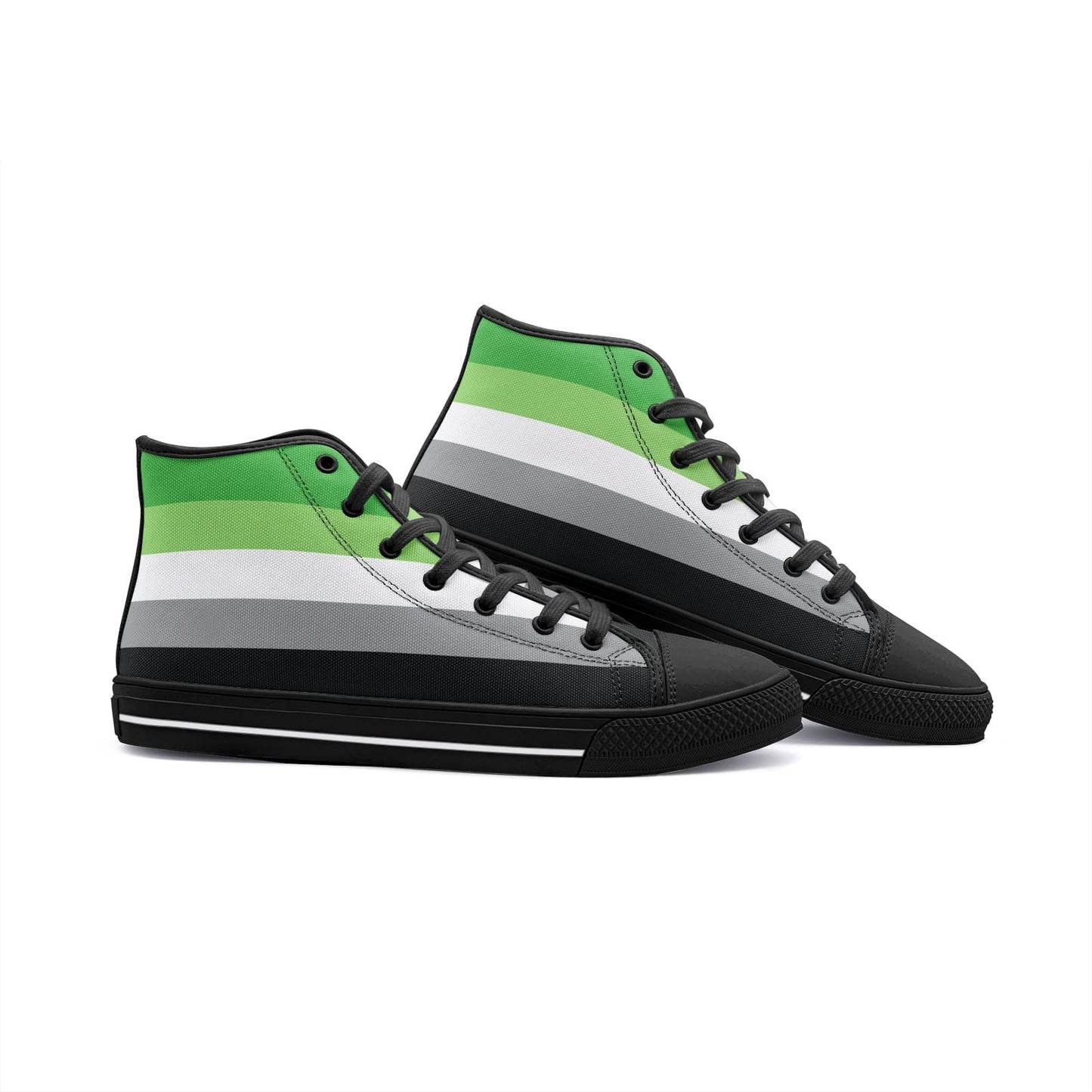 aromantic shoes, aro pride flag sneakers, black