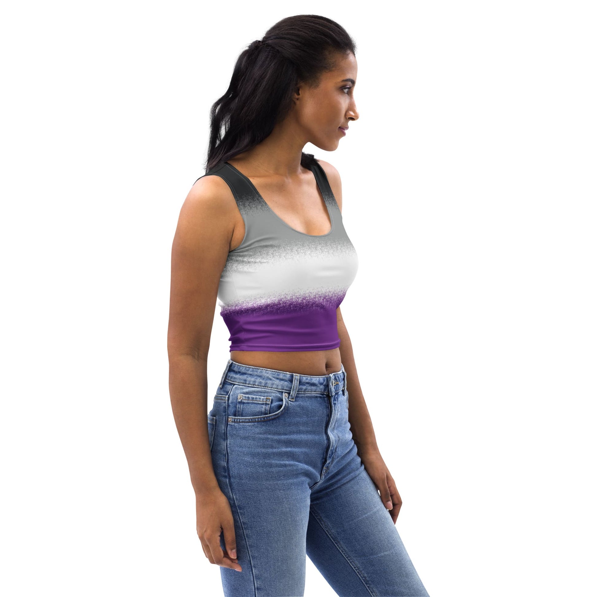 asexual crop top, ace pride tank, model 1 front right