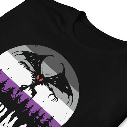 tshirt zoom: Asexual Mothman Shirt, Ace Pride Cryptid Folklore Tee, Queer Mythology Legend Cryptozoology Tshirt, Cryptidcore Weirdcore Gift For LGBT