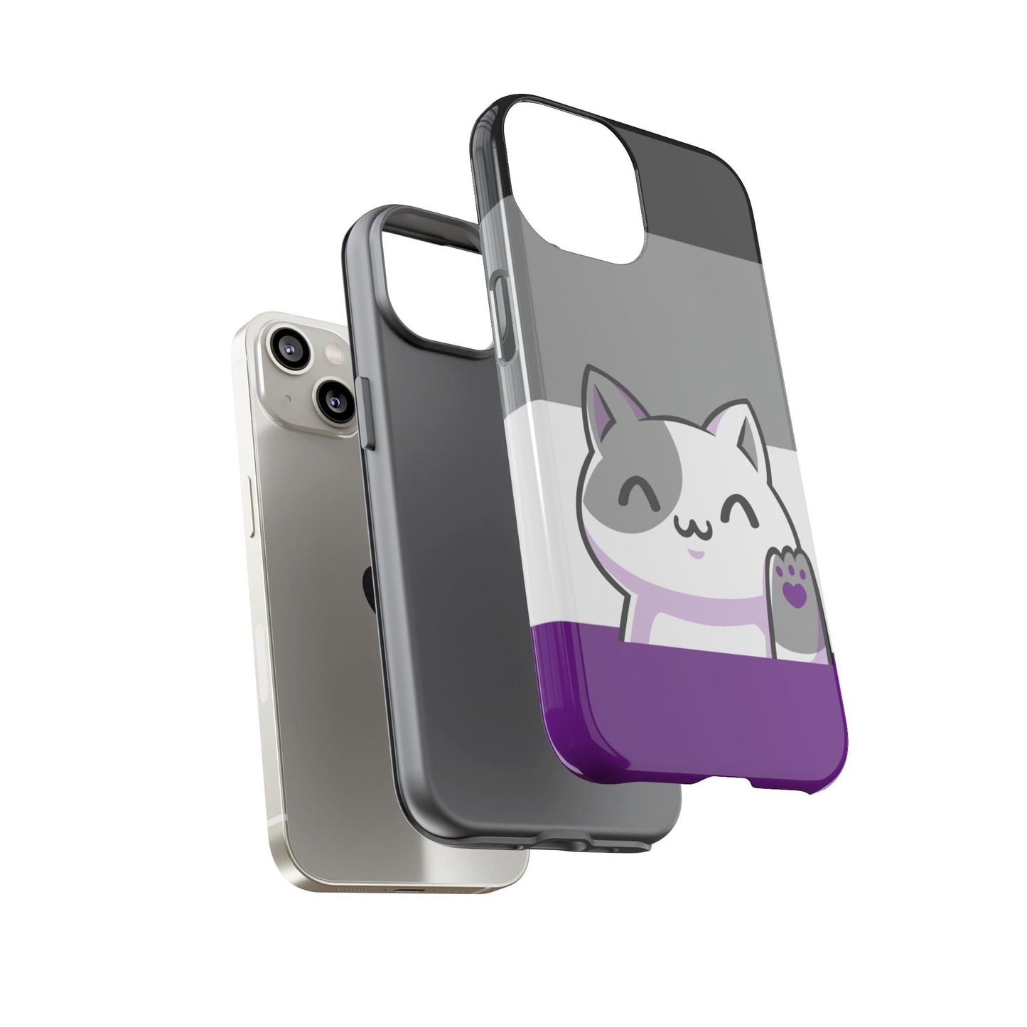 asexual phone case kawaii cat, layers