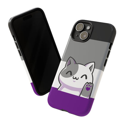 asexual phone case kawaii cat, tilt