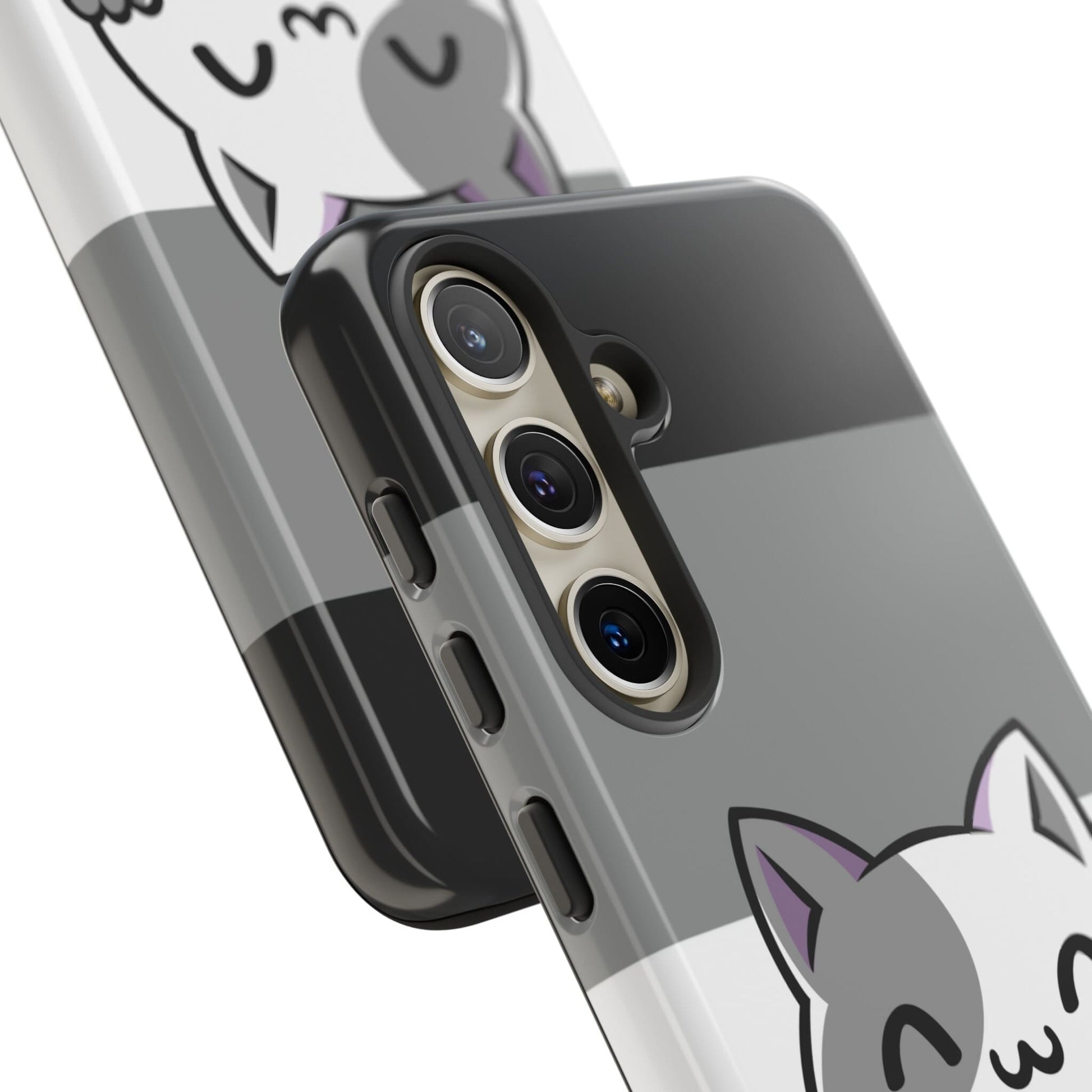 asexual phone case kawaii cat, close up