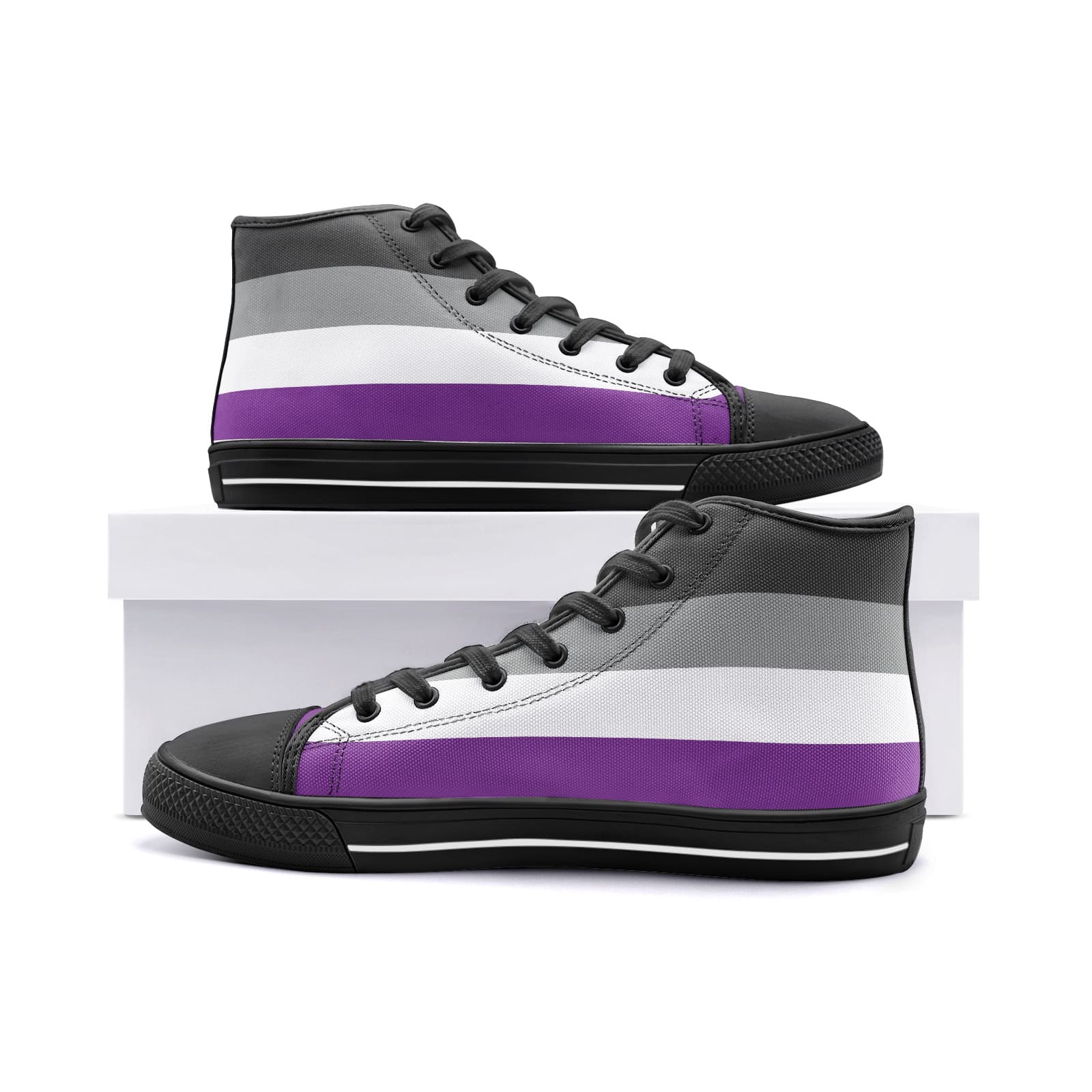 asexual shoes, ace pride flag sneakers, black