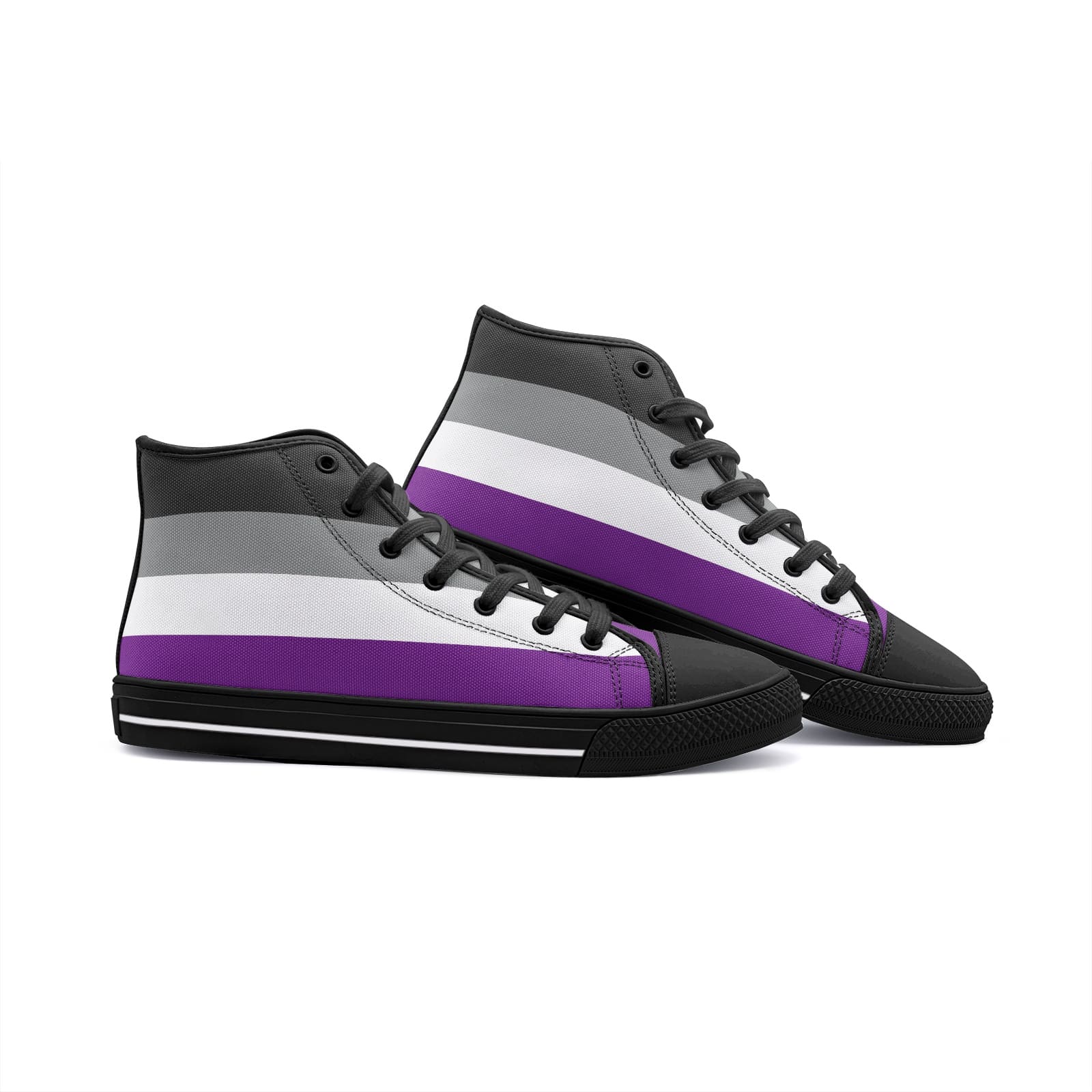 asexual shoes, ace pride flag sneakers, black