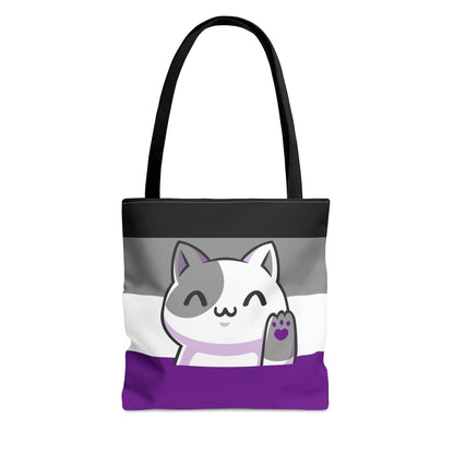 Asexual tote bag cute cat, front