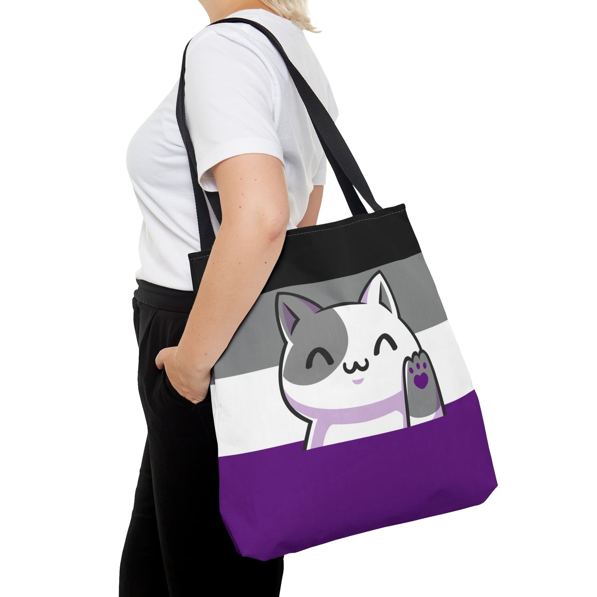 Asexual tote bag cute cat, large