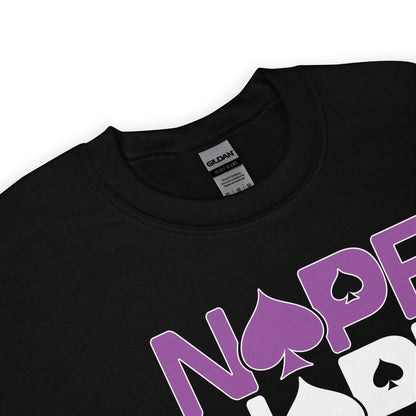 asexual sweatshirt with purple and white design on a white background
