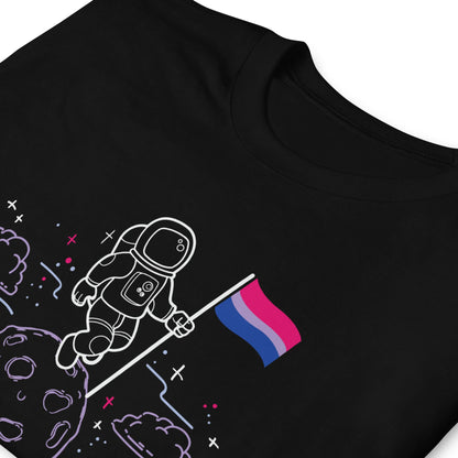 bisexual shirt, astronaut planting bi pride flag on moon, zoom