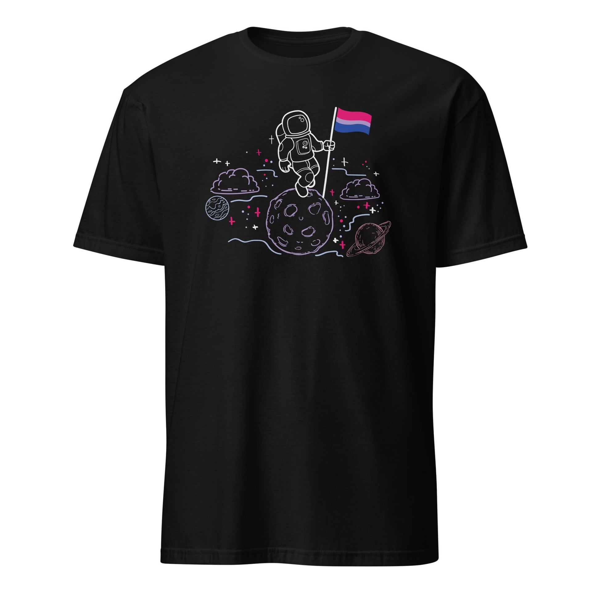 bisexual shirt, astronaut planting bi pride flag on moon, hang