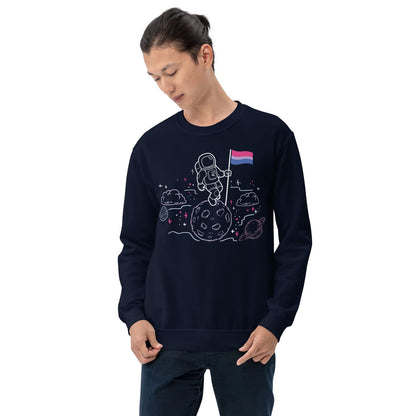 man wearing subtle bisexual sweatshirt