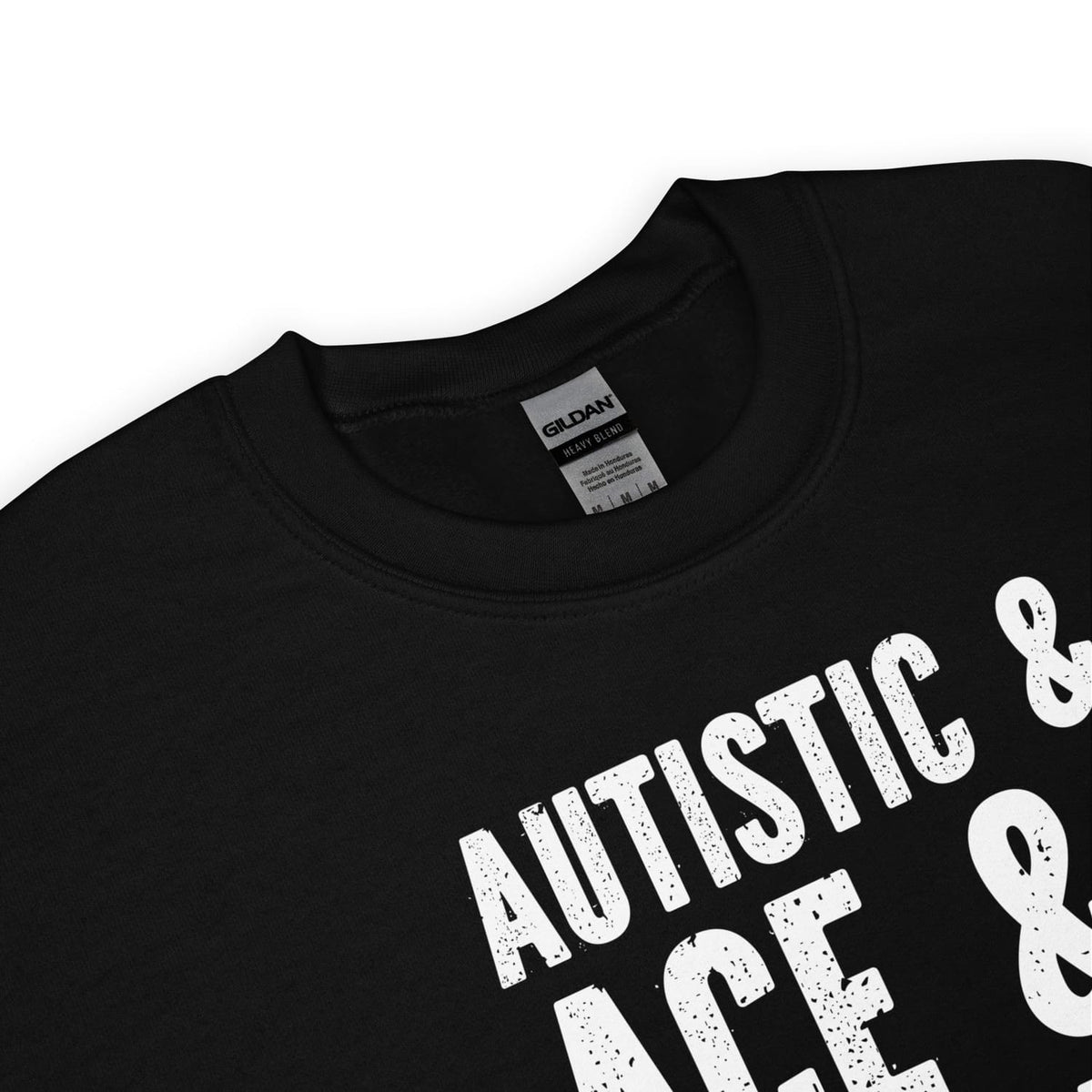 Autistic asexual sweatshirt, detail