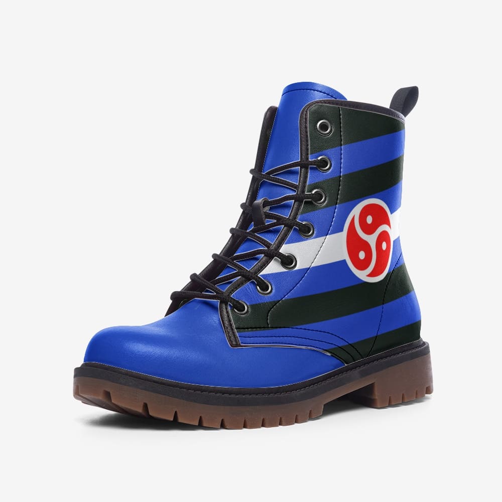 BDSM shoes, triskelion combat boots