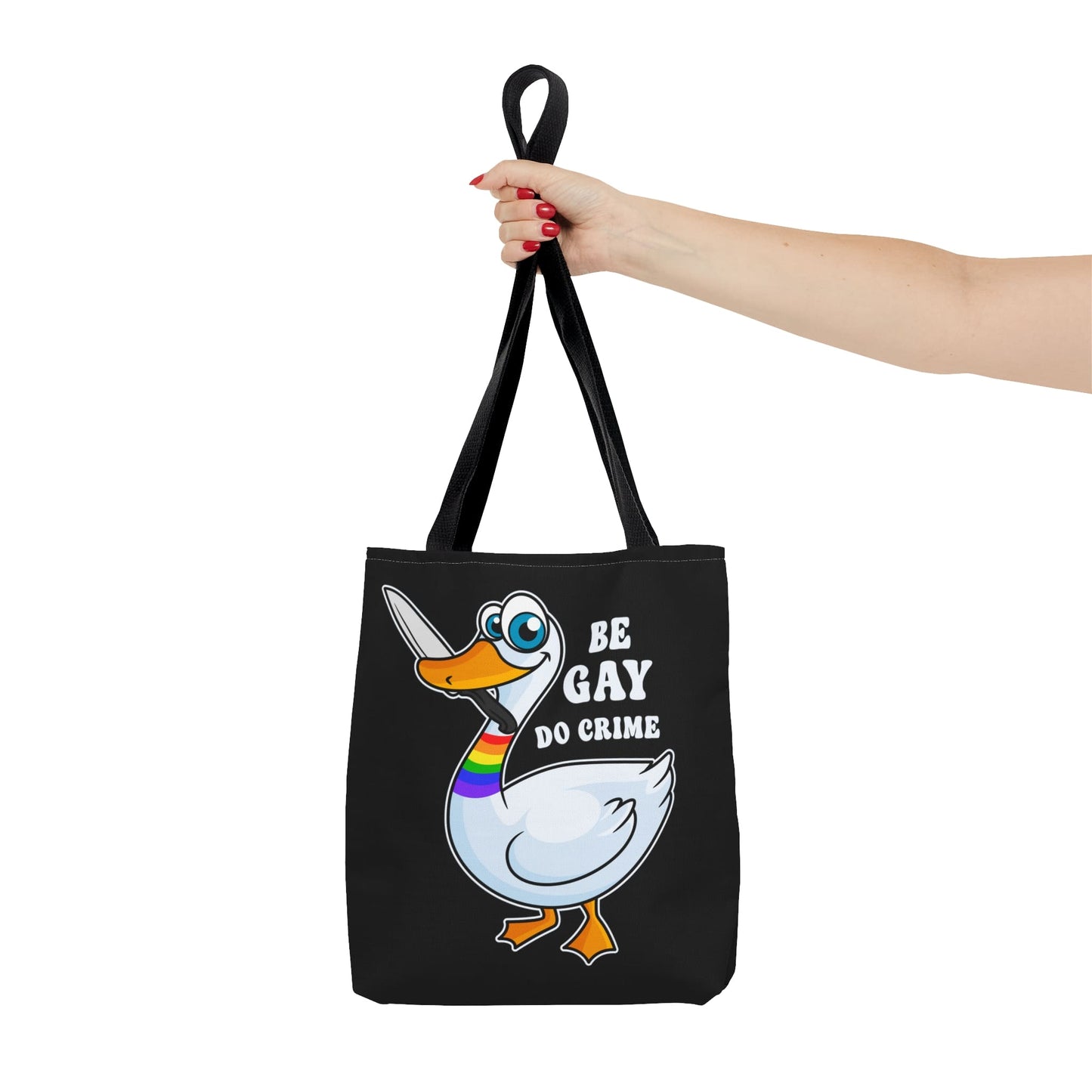 LGBT tote bag, funny goose be gay do crime, small