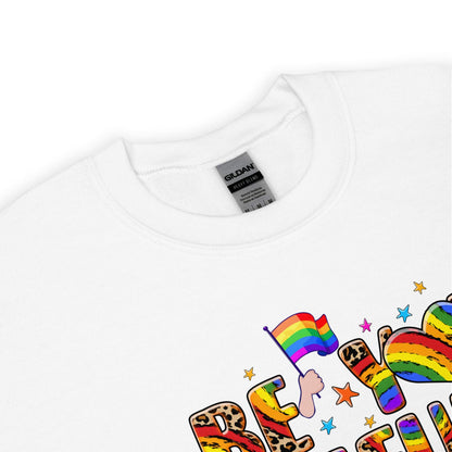 detail of lgbtq pride sweater 