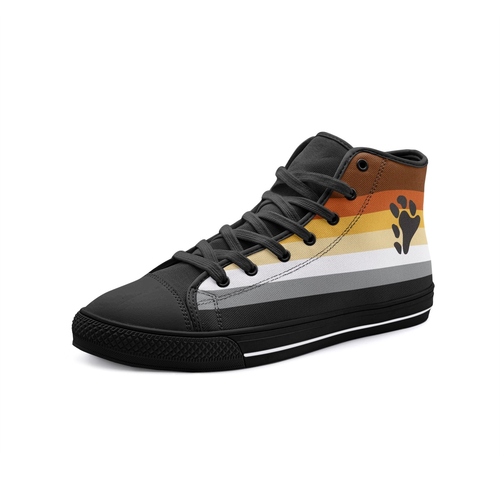 bear pride shoes, gay bear sneakers, black