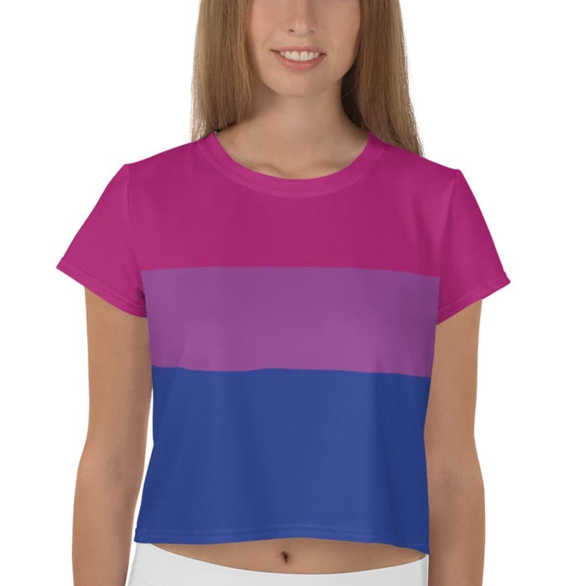 bisexual crop top, model 1 front