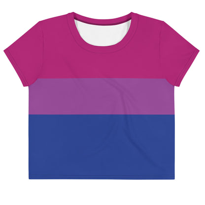 bisexual crop top, flatlay front