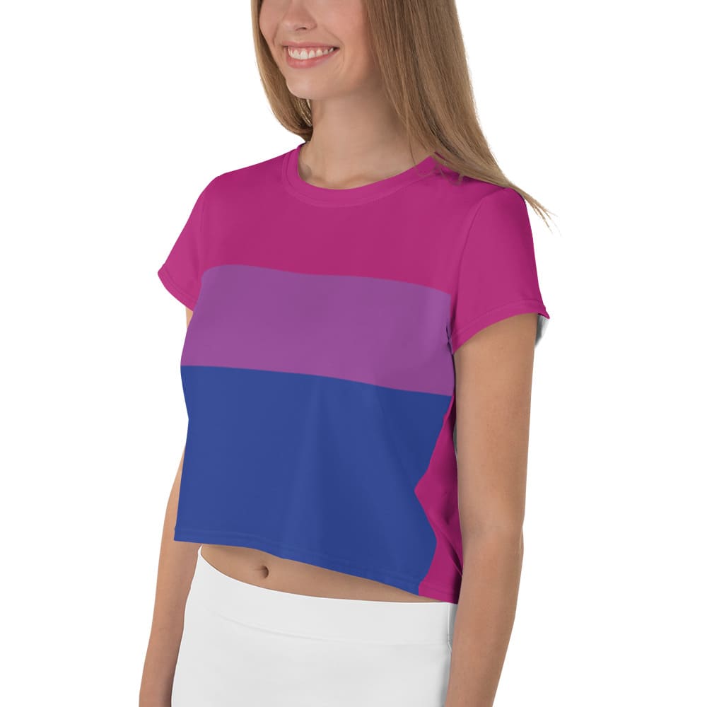 bisexual crop top, model 1 left