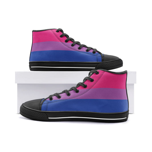 bisexual shoes, bi pride flag sneakers, black