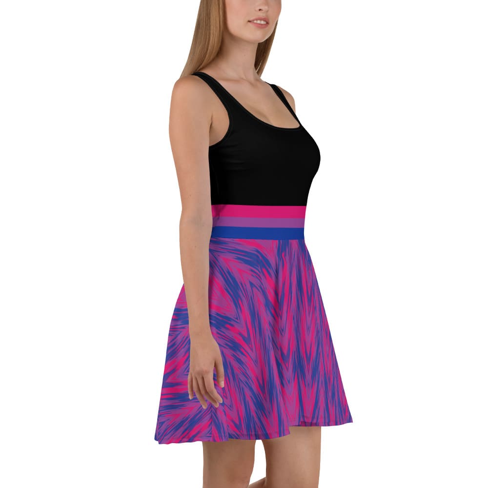 bisexual dress, subtle bi pride clothing, left