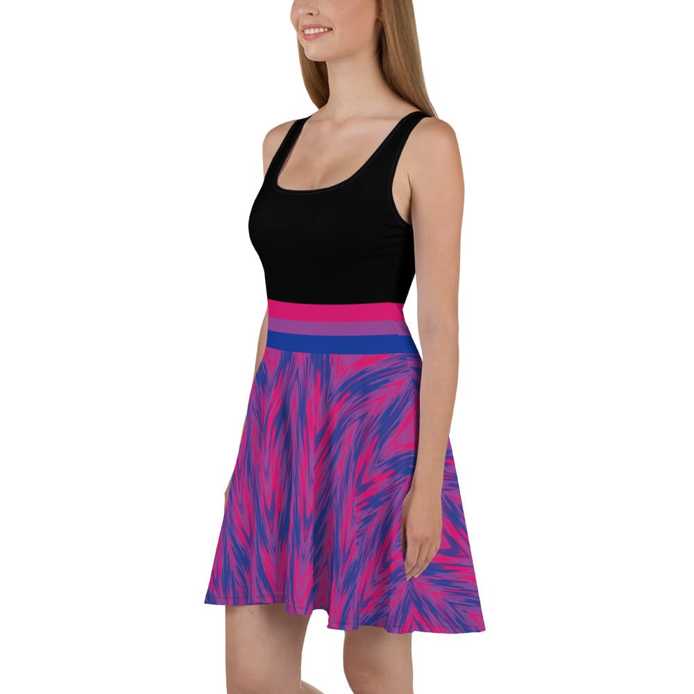 bisexual dress, subtle bi pride clothing, left