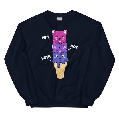 navy sweatshirt with subtle bisexual design