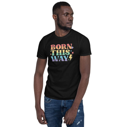 LGBTQ pride shirt, born this way tee, model 1