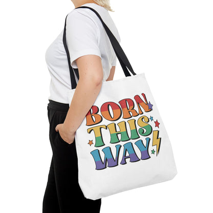 LGBTQ pride tote bag, born this way bag, large