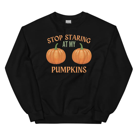 Black halloween boobs sweatshirt with adult humor text on a white background