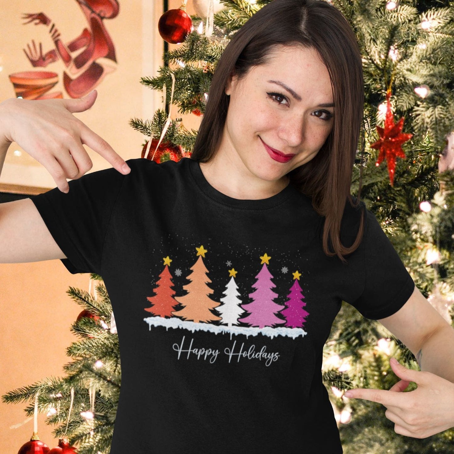 Christmas tree lesbian t shirt