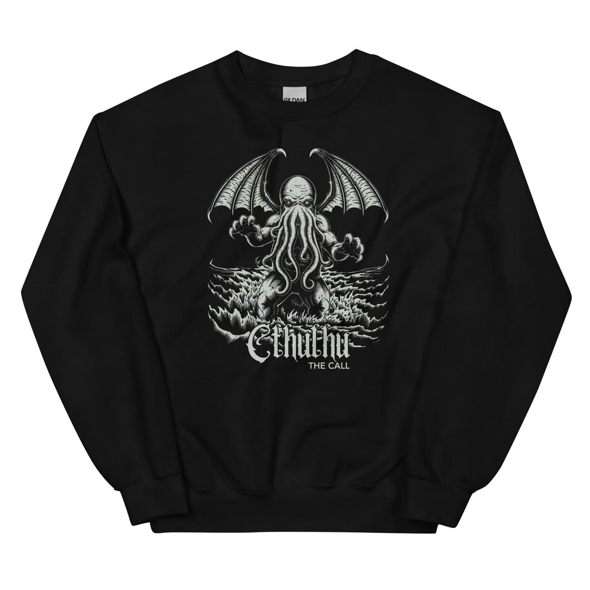 Black cthulhu sweatshirt on a white background
