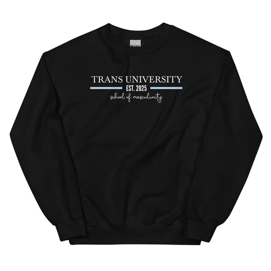 black varsity transgender ftm sweatshirt with custom year of transition or coming out