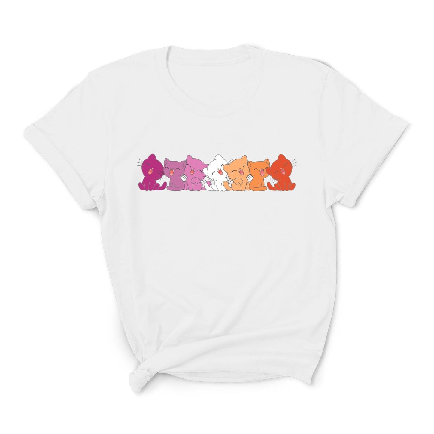 lesbian shirt, cute cats sunset flag colors tee, main