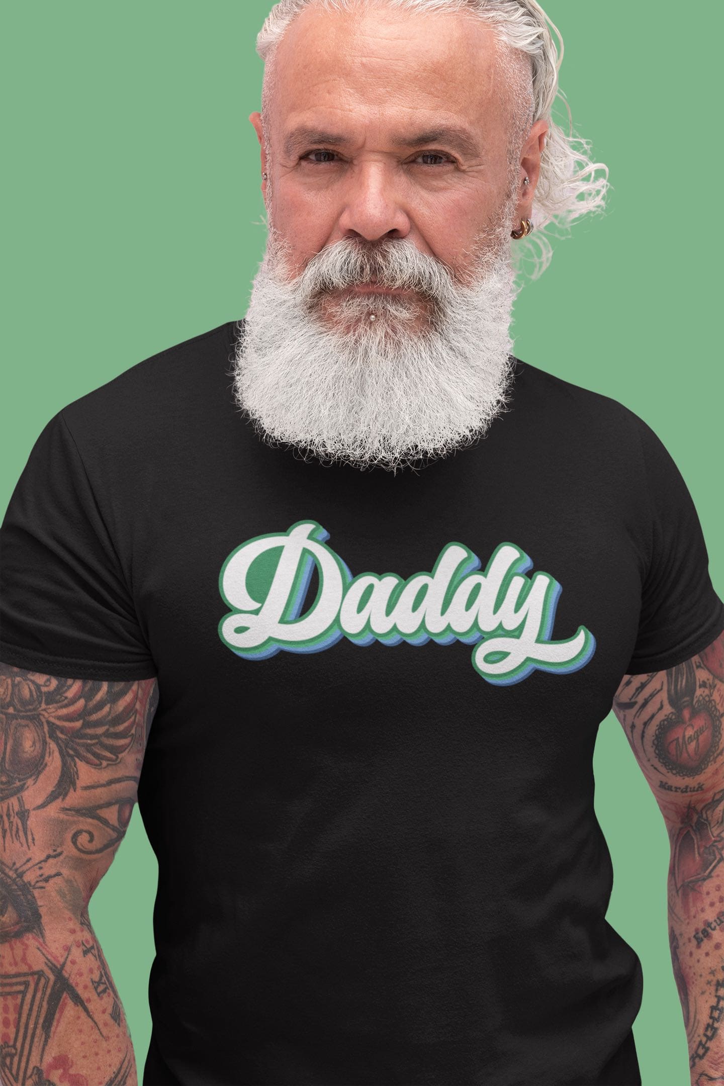 gay mlm daddy shirt, vincian flag colours, in use