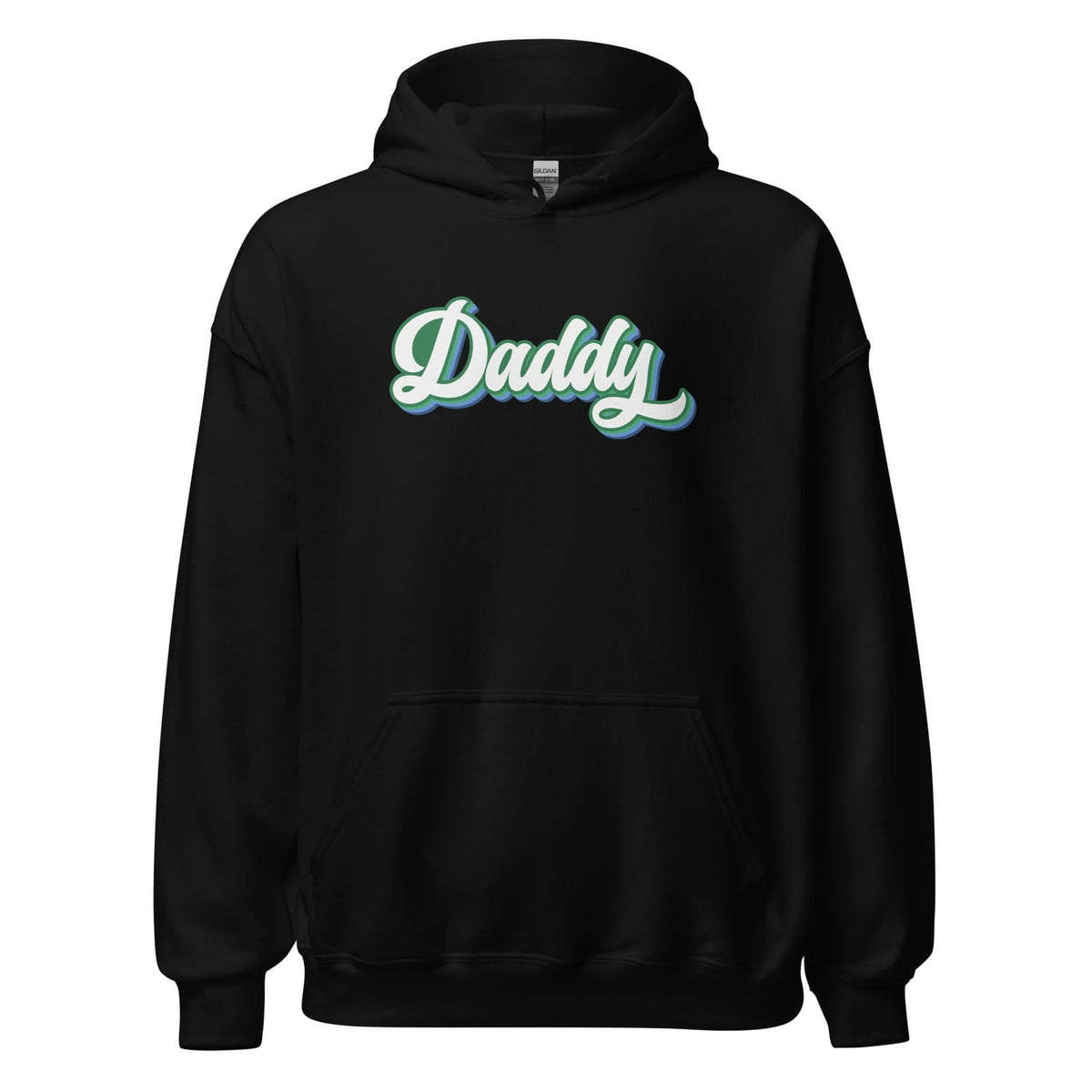 Black MLM gay hoodie with 'Daddy' text on a white background