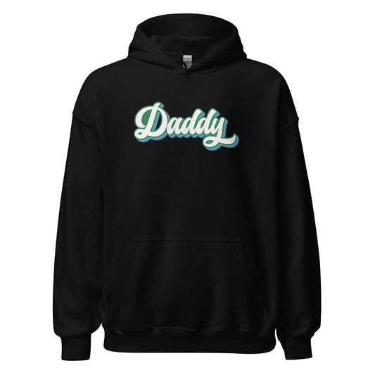 Black MLM gay hoodie with 'Daddy' text on a white background