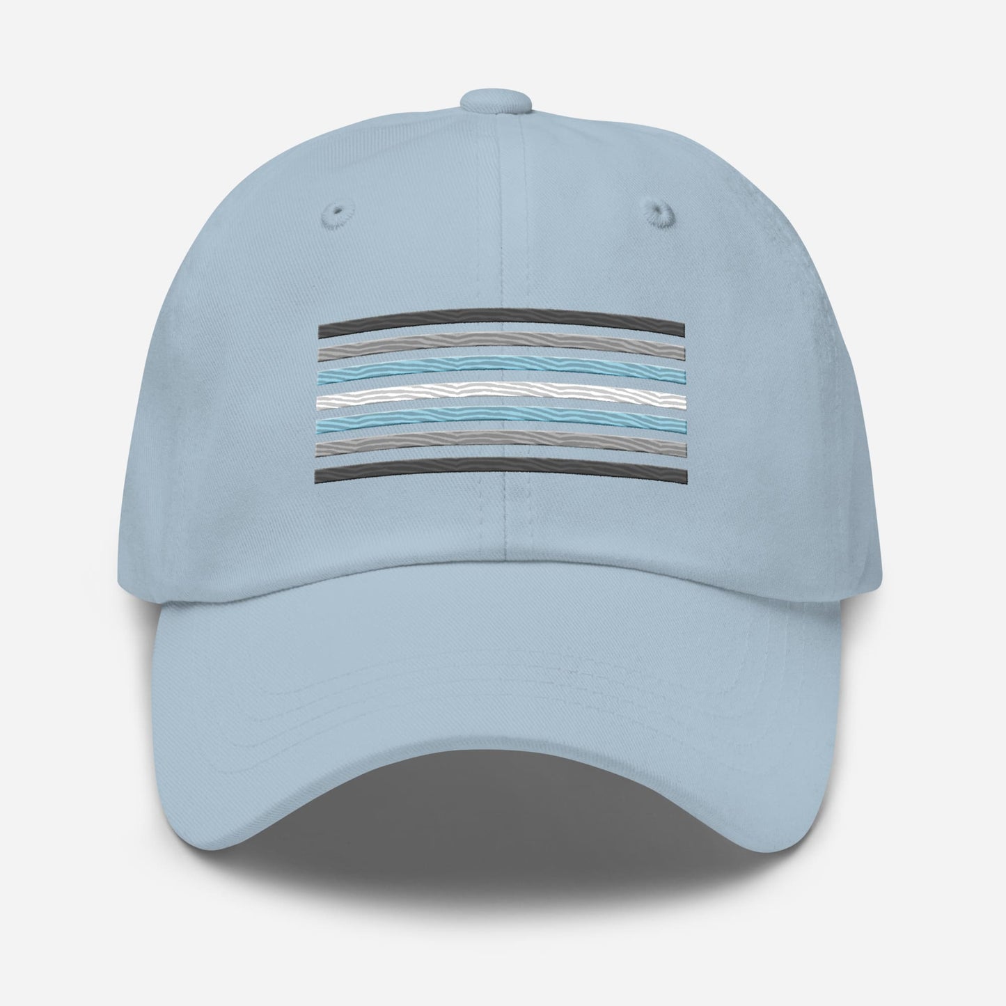 demiboy hat, demigender pride flag embroidered cap, light blue