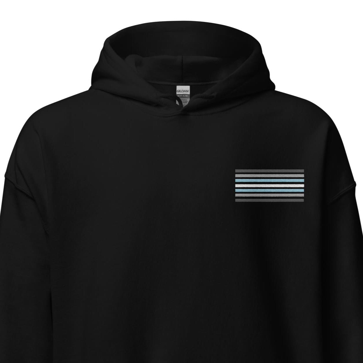 demiboy hoodie, subtle demigender pride flag embroidered pocket design hooded sweatshirt, main