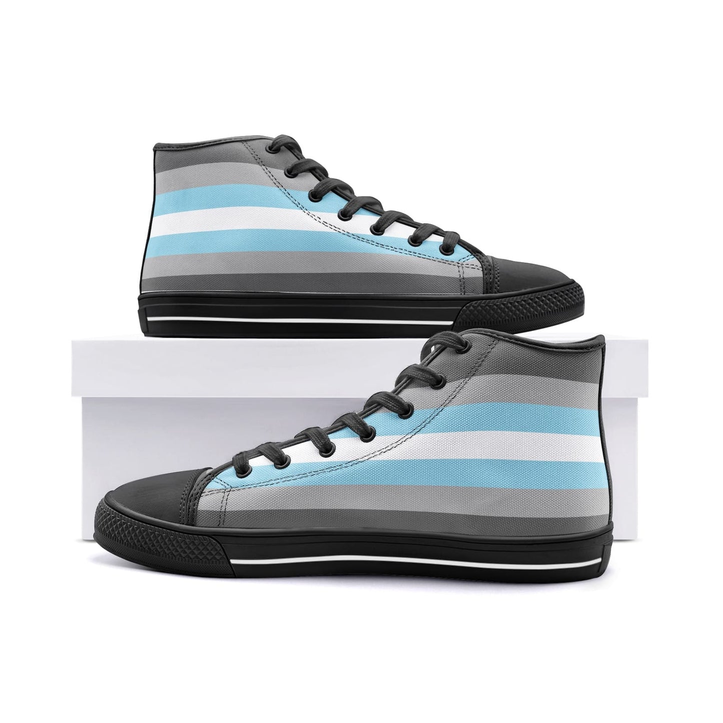 demiboy shoes, demiman pride flag sneakers, black