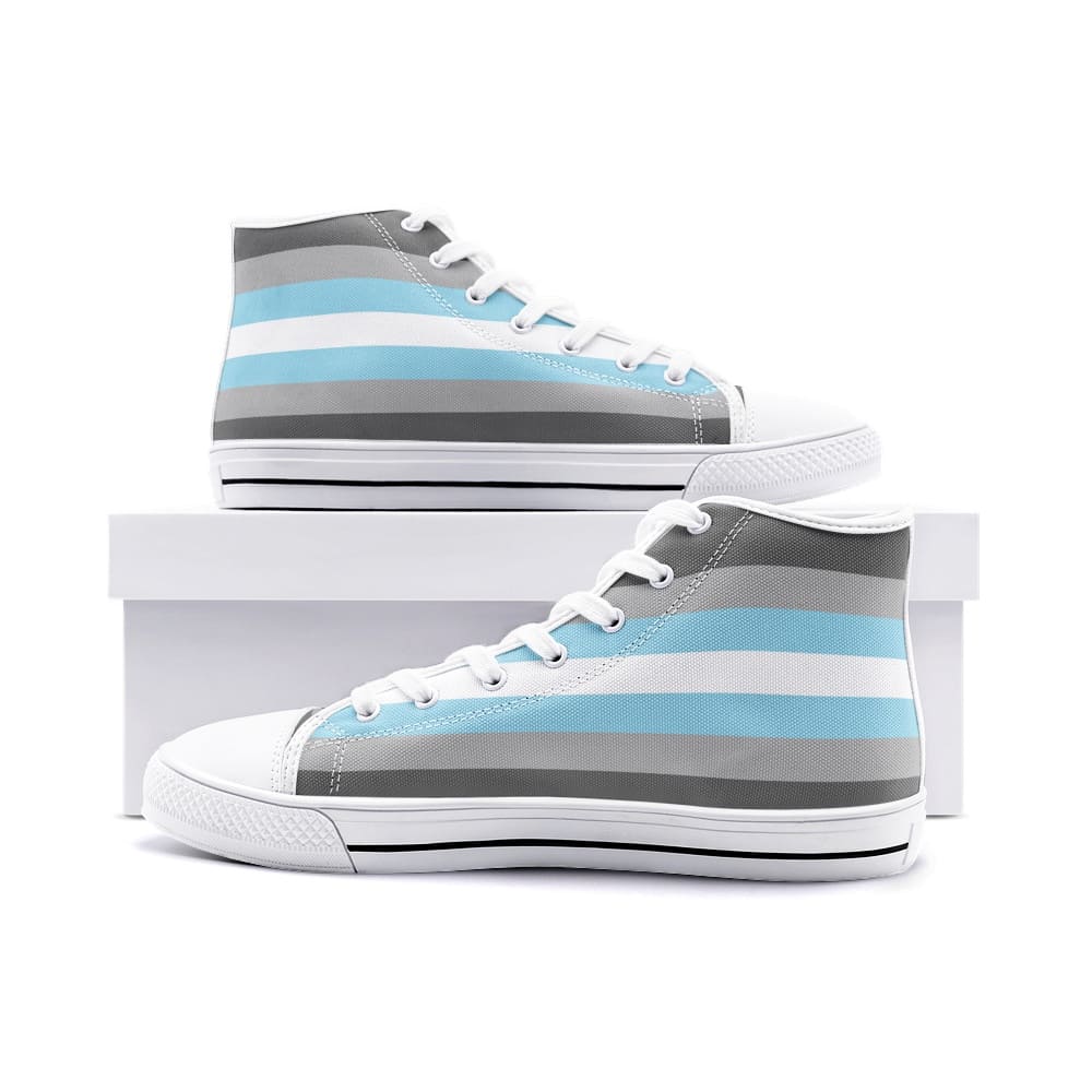 demiboy shoes, demiman pride flag sneakers, white