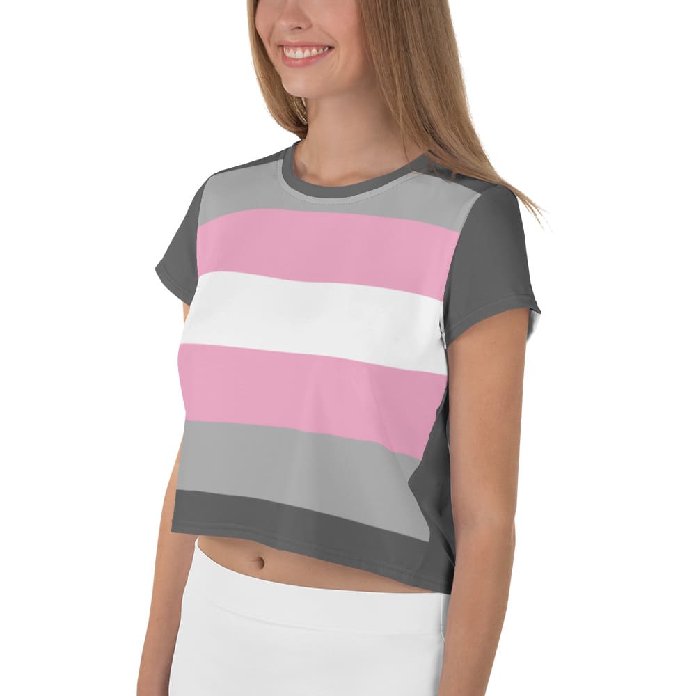 demigirl crop top, model 1 left