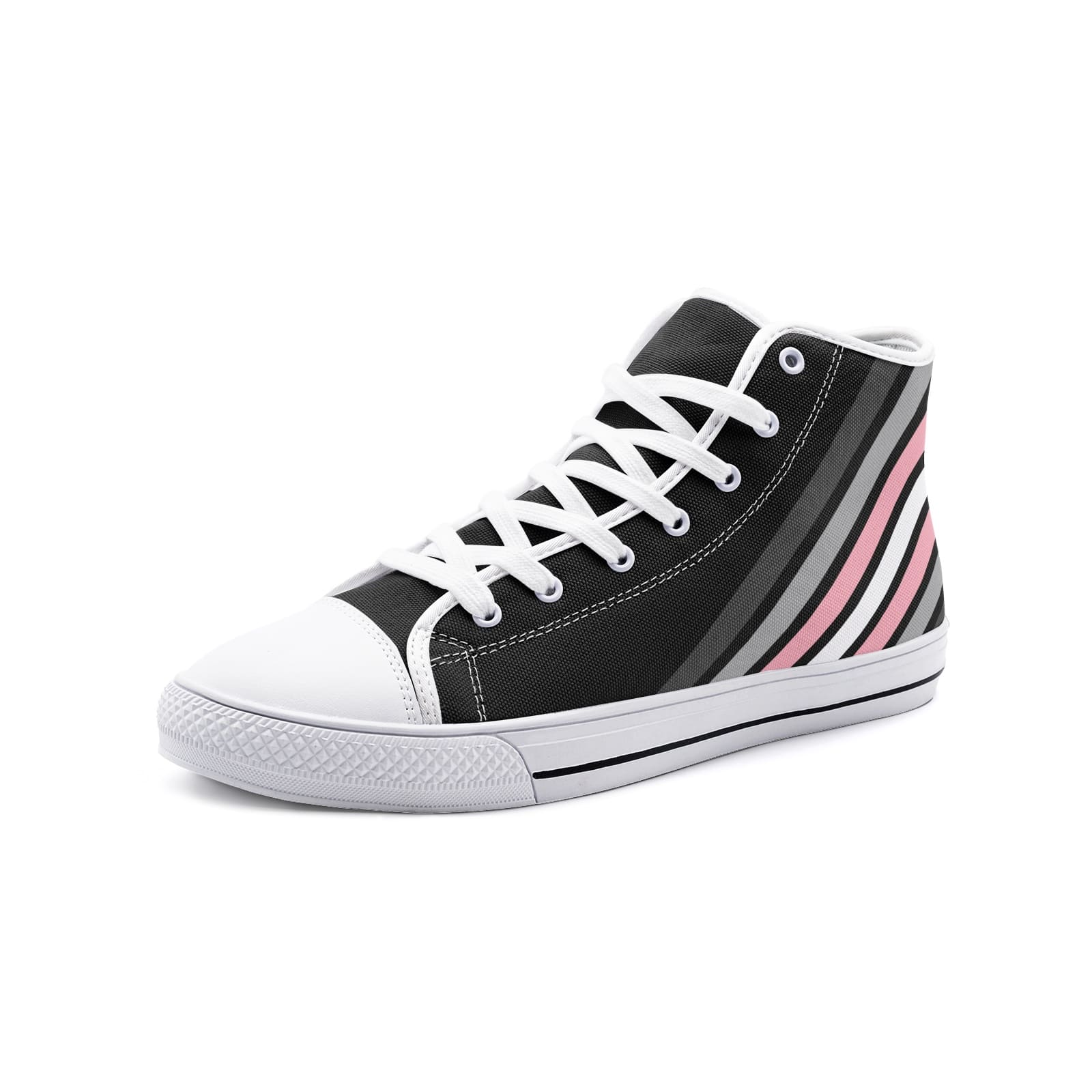 demigirl shoes, subtle demigender sneakers, white