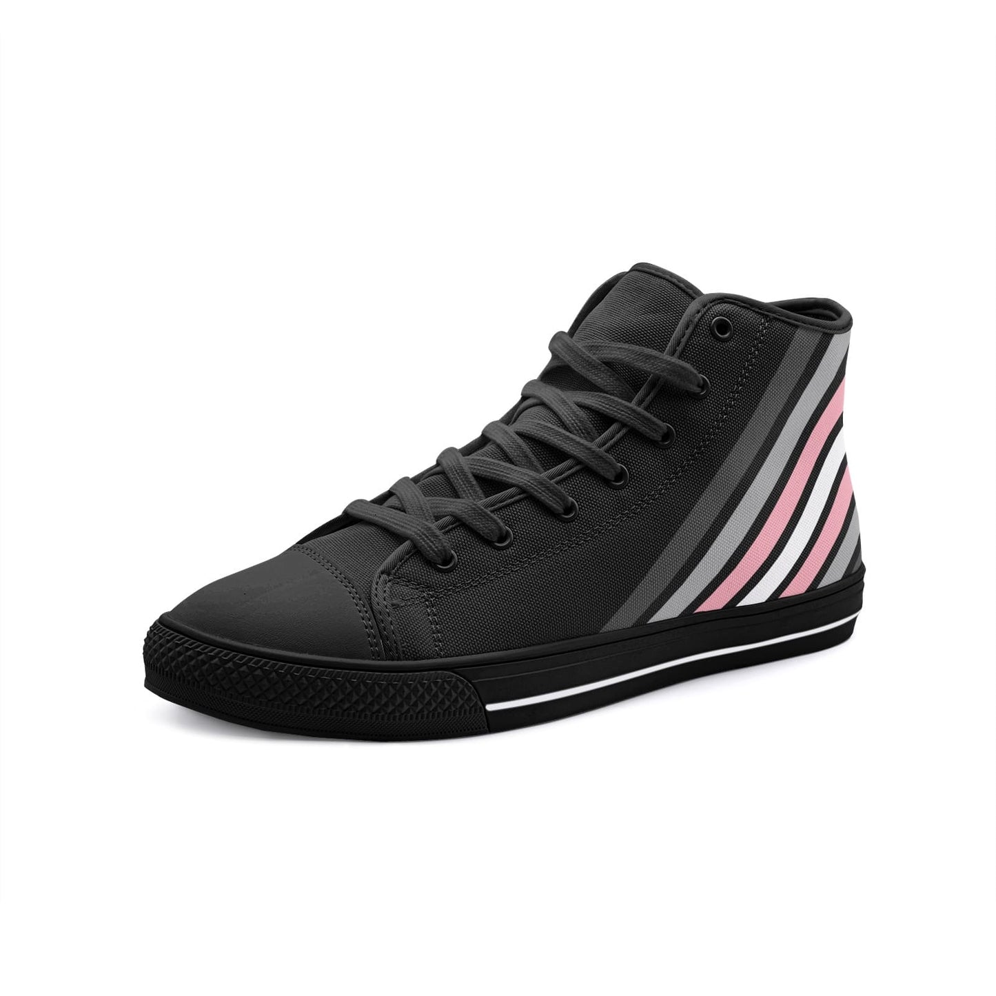 demigirl shoes, subtle demigender sneakers, black