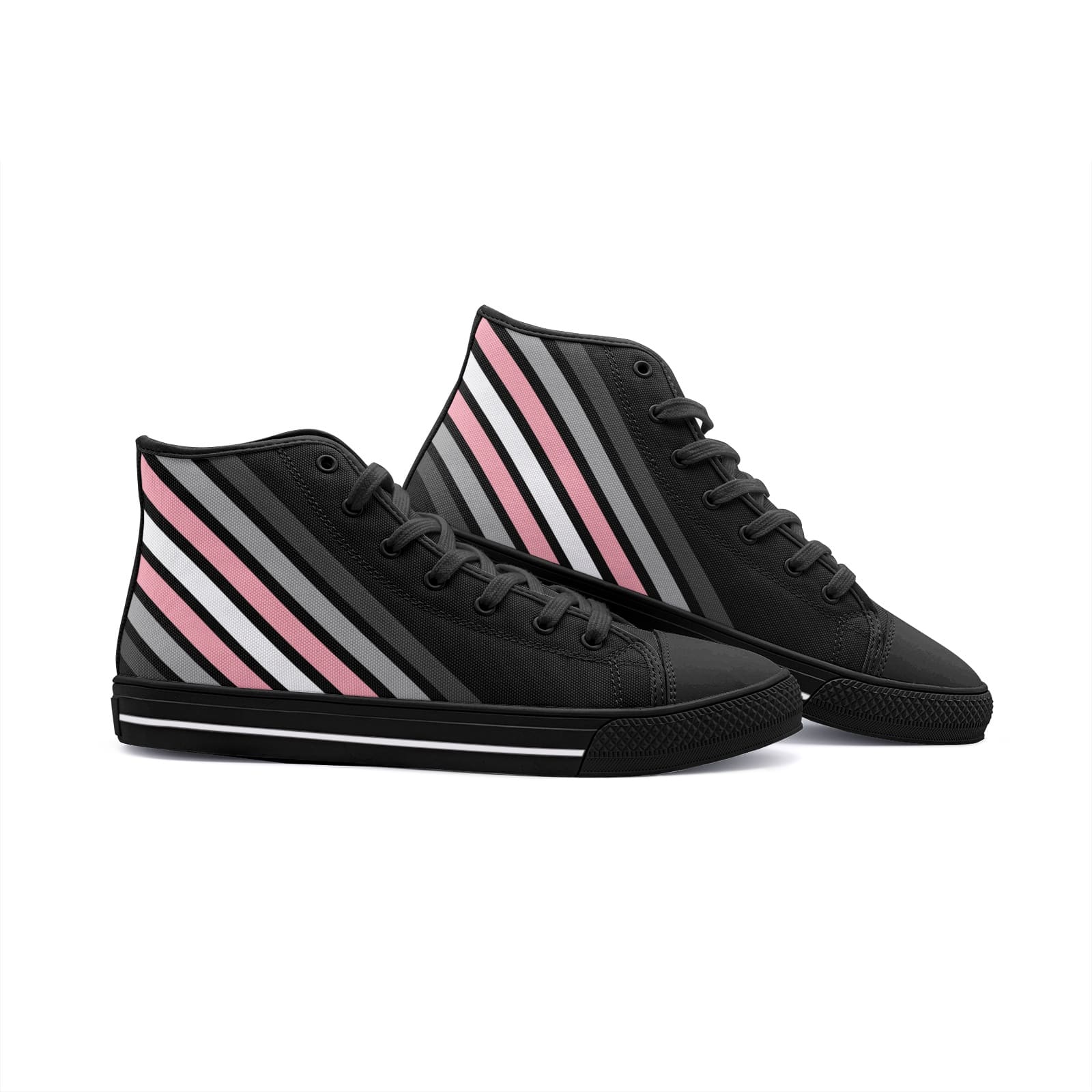 demigirl shoes, subtle demigender sneakers, black