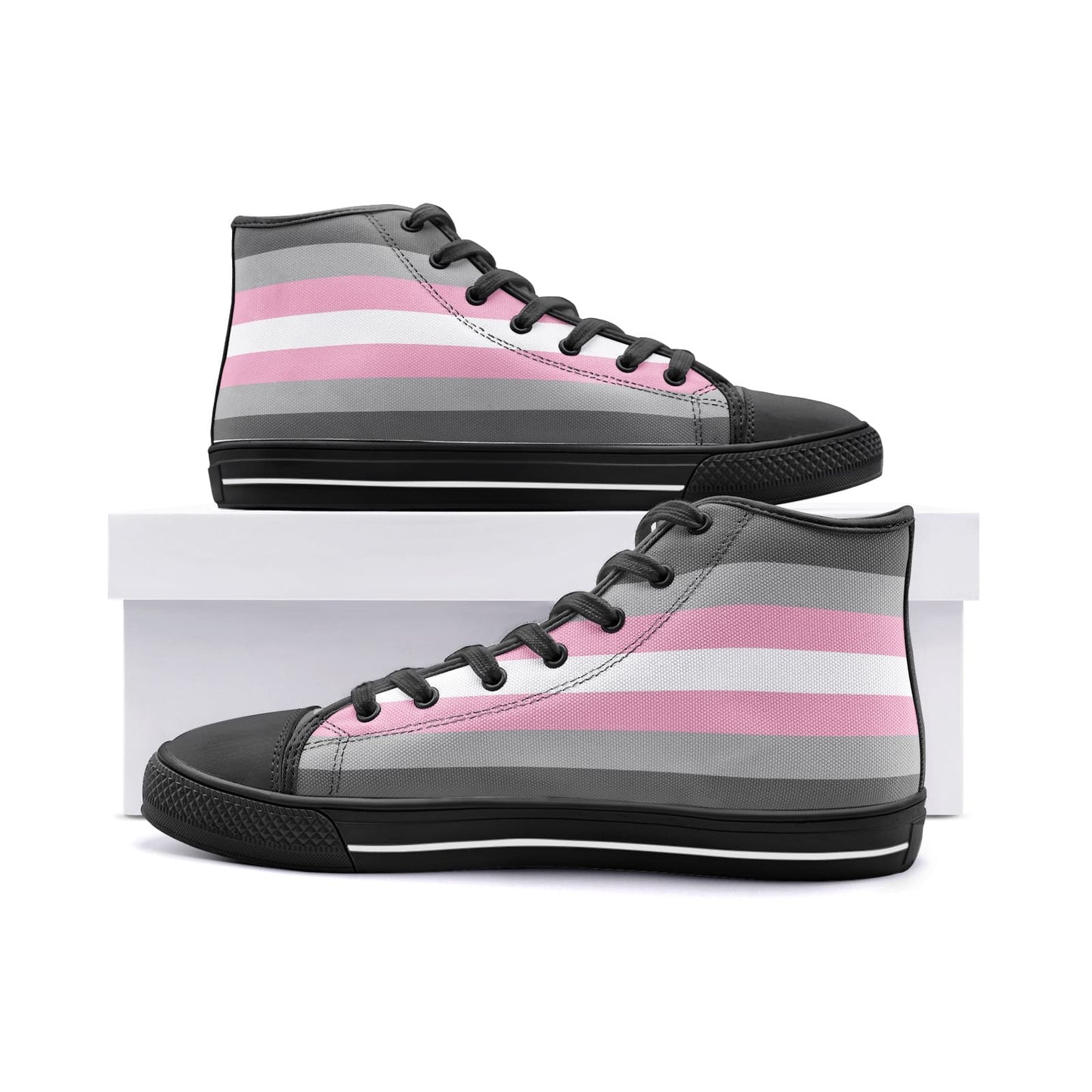 demigirl shoes, demiwoman pride flag sneakers, black