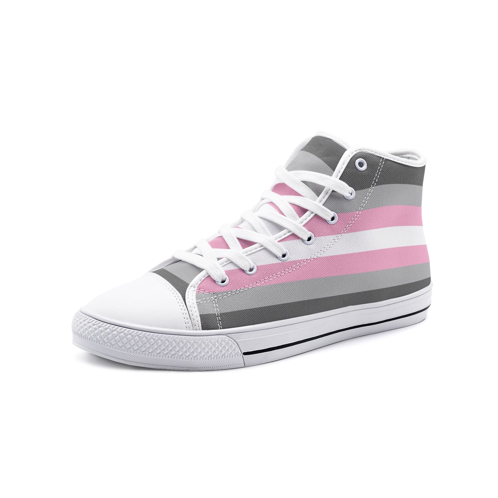 demigirl shoes, demiwoman pride flag sneakers, white